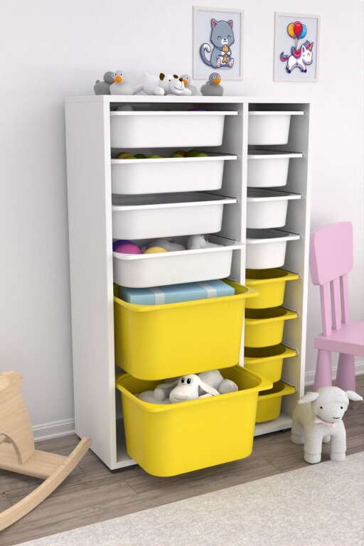 Dulap multifunctional, Estella, Rine 2D4K8U, PAL, Alb / Galben