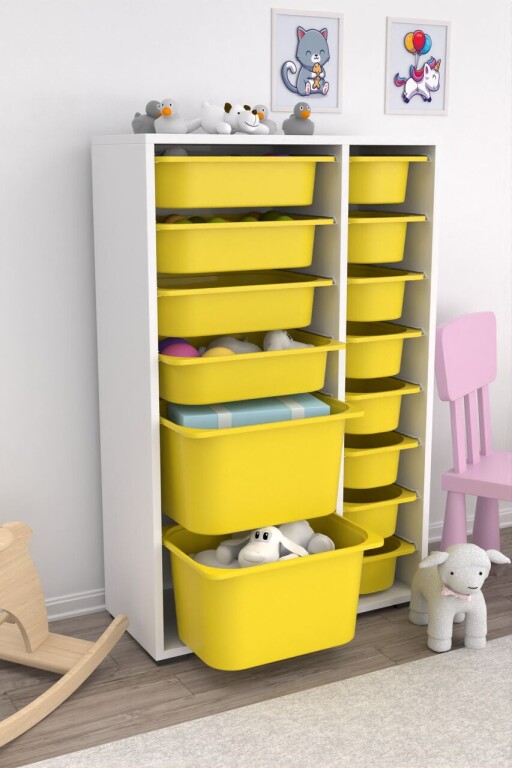 Dulap multifunctional, Estella, Rine 2D4K8U, PAL, Alb / Galben /