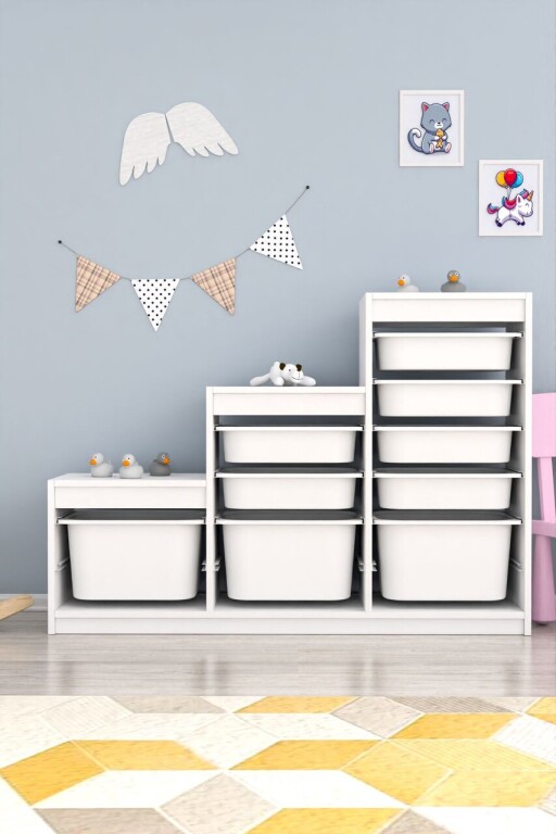 Dulap multifunctional, Estella, Swiss, 132x93x30 cm, PAL, Alb