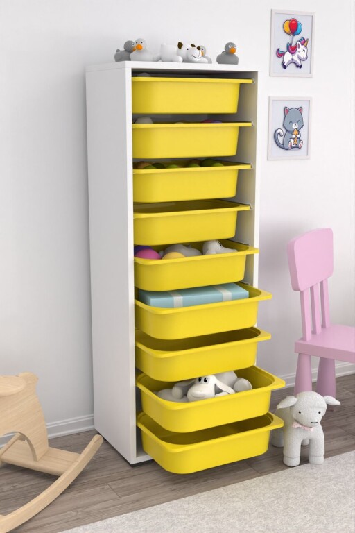 Dulap multifunctional, Estella, Zola 9N, PAL, Alb / Galben