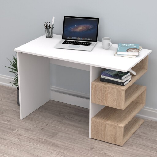 Birou, Estella, Lorea, 115x74 cm, PAL, Alb / Sonomo