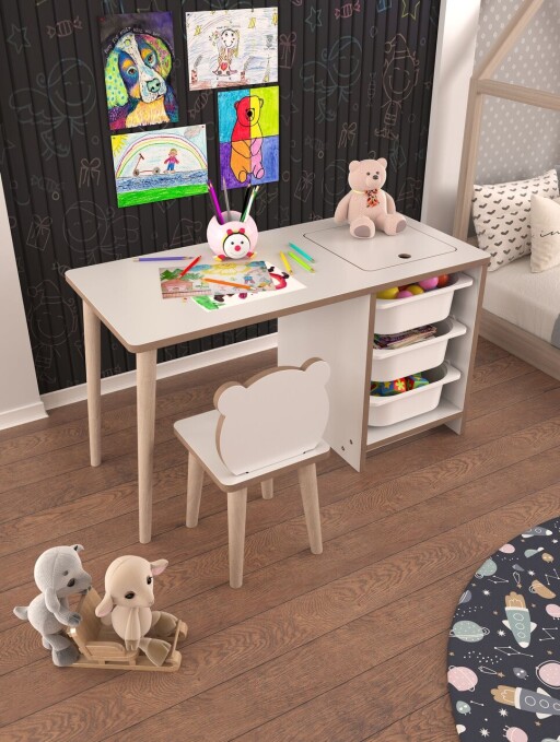 Set masa si scaun pentru copii, Estella, Soho, PAL, Alb