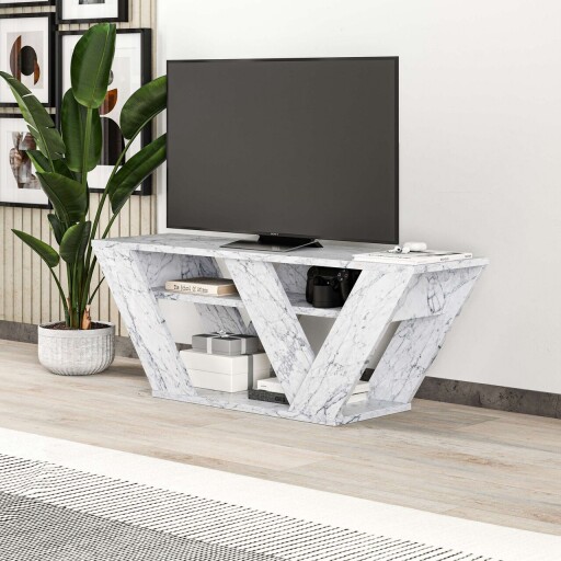 Comoda TV, Homitis, Pipralla, 110x40x30 cm, PAL, Marmura Carrara