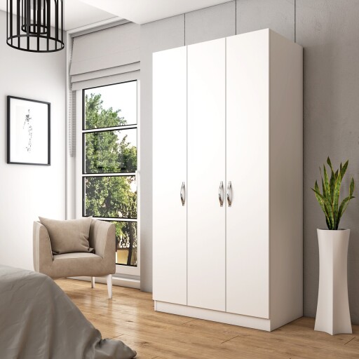 Dulap pentru haine, Cordelia, FRN-12023, 90x181x50 cm, PAL, Alb