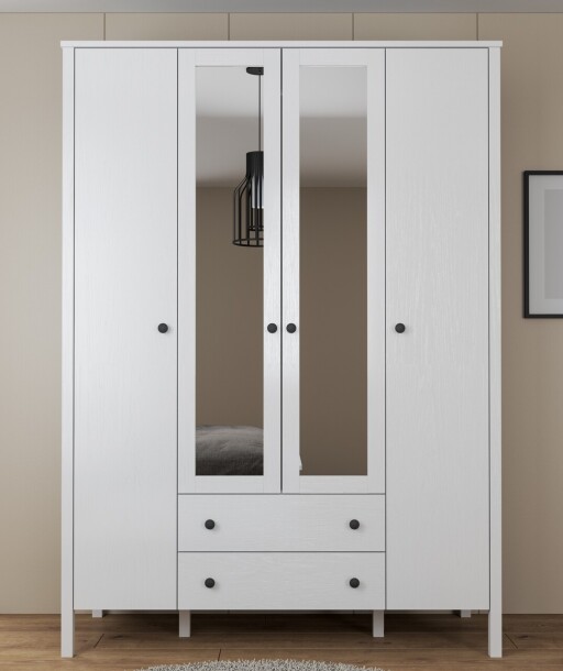 Dulap pentru haine, Cordelia, FRN-20012, 140x194 cm, PAL, Maro/Alb