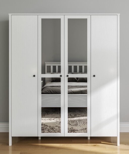 Dulap pentru haine, Cordelia, FRN-20018, 180.8x215x59 cm, PAL, Maro/Alb