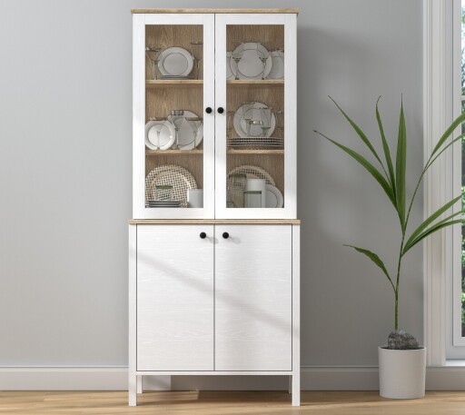 Corp biblioteca, Cordelia, FRN-20070, 83x194x47 cm, PAL, Maro/Alb