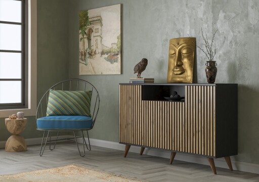 Consola, Cordelia, FRN-9004-1, 140x91x35 cm, PAL, Lemn / Negru / Pin Atlantic