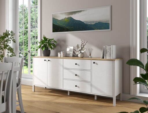 Consola, Cordelia, FRN-20009, 200x82x44 cm, PAL, Maro/Alb