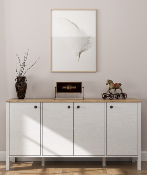 Consola, Cordelia, FRN-20007, 160x82x44 cm, PAL, Maro/Alb