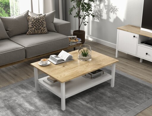 Masuta de cafea, Cordelia, FRN-20081, 100x43x70 cm, PAL, Maro/Alb