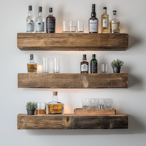 Raft de perete, Evila Originals, Raf274, Lemn masiv, Lemn