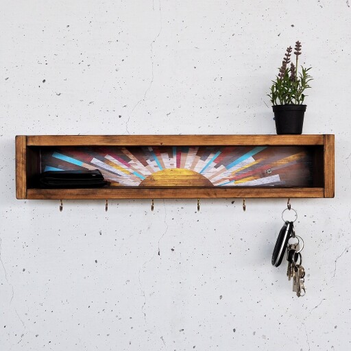 Raft de perete, Evila Originals, Raf293, 40x10x10 cm, Lemn masiv, Lemn