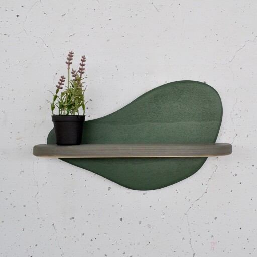 Raft de perete, Evila Originals, Meh226, 35x20x11 cm, Placaj, Verde închis / Gri