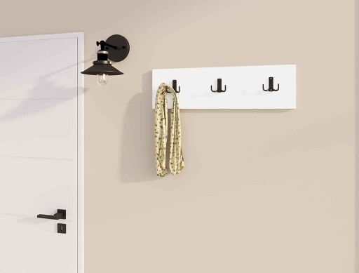 Cuier de perete, Elegance, Üçlü, 36x12x1 cm, PAL, Alb