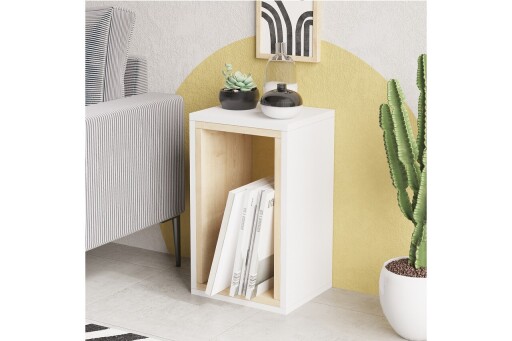 Masuta, Elegance, Nancy, 30x50x25 cm, PAL, Stejar Safir / Alb