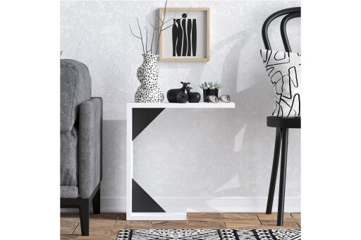 Masuta, Elegance, Zoey, 40x54x30 cm, PAL, Alb/Negru