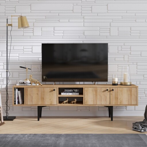 Comoda TV, Elegance, Riena, 180x55x40 cm, PAL, Maro