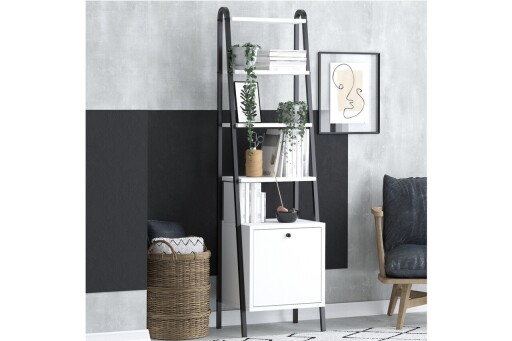 Corp biblioteca, Elegance, Lisa, 44x170x35 cm, PAL, Alb/Negru