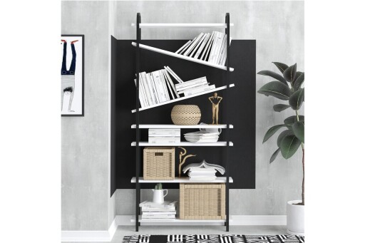 Corp biblioteca, Elegance, Verso, 78x170x22 cm, PAL, Alb/Negru