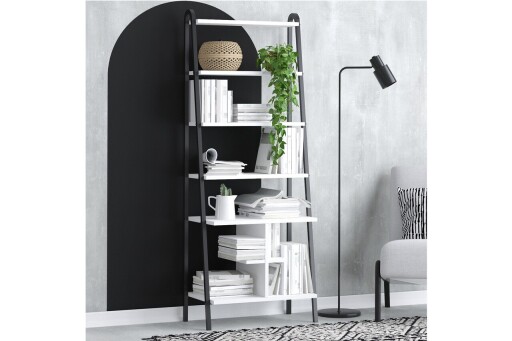 Corp biblioteca, Elegance, Bruno, 64x170x35 cm, PAL, Alb/Negru