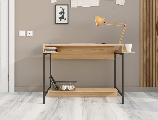 Birou, Elegance, Balista, 113x74x57 cm, PAL, Stejar safir / negru