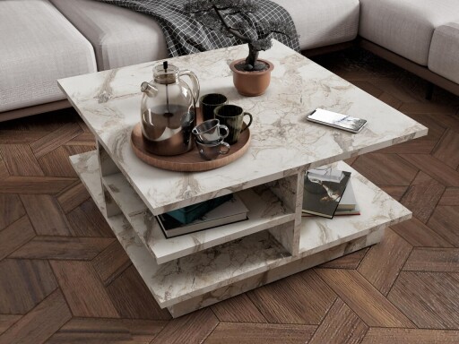 Masuta de cafea, Mod Design, Skull, 80x40x80 cm, PAL, Marmura Ephesus