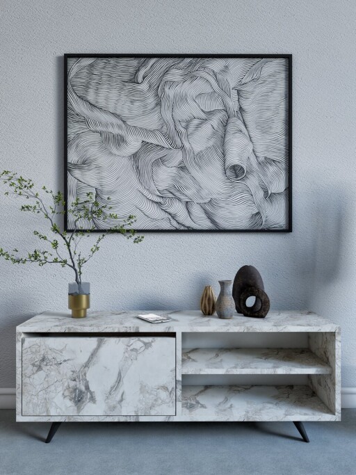 Comoda TV, Mod Design, Maku, 120x47x35 cm, PAL, Marmura Ephesus