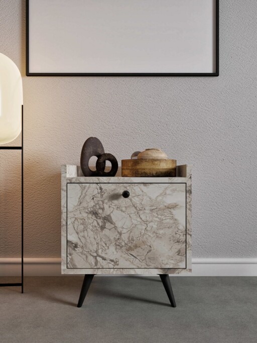 Noptiera, Mod Design, Dopo, 50x55x40 cm, PAL, Marmura Ephesus