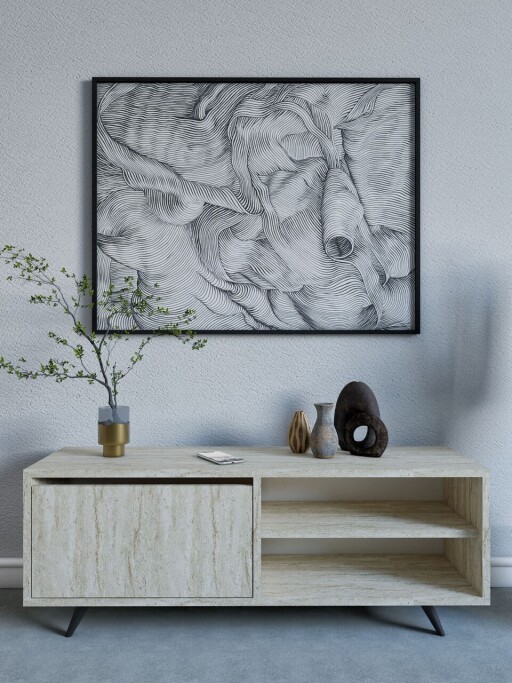 Comoda TV, Mod Design, Maku, 120x47x35 cm, PAL, Travertin