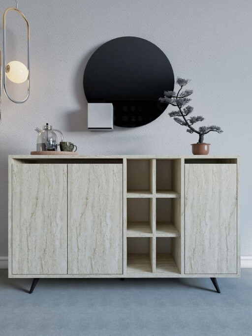 Consola, Mod Design, Seria, 140x86x40 cm, PAL, Travertin