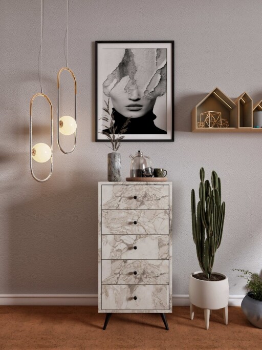 Dulap, Mod Design, Frenzu, 50x103x40 cm, PAL, Marmura Ephesus