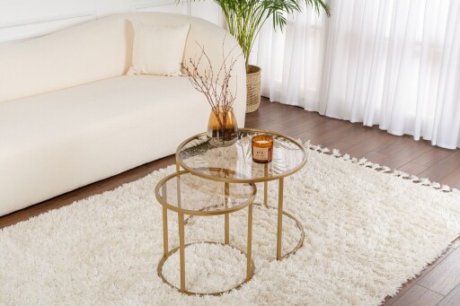 Set masute de cafea, Nordure, Aurum, Sticla temperata, Aur / Bronz