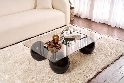 Masuta de cafea, Nordure, Sera, 110x30x75 cm, Sticla temperata, Negru/Bronz