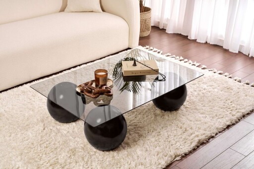 Masuta de cafea, Nordure, Sera, 110x30x75 cm, Sticla temperata, Gri inchis