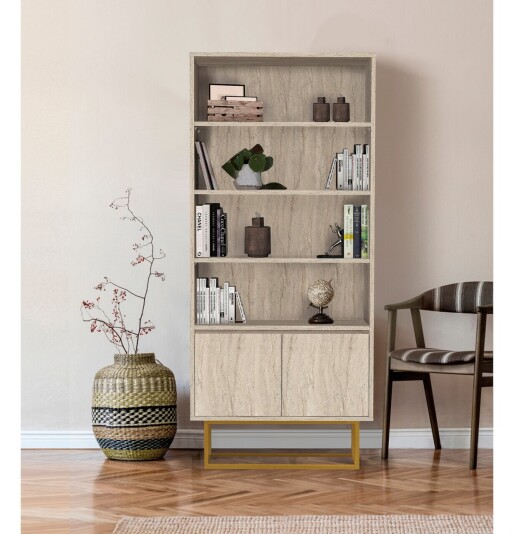 Corp biblioteca, Vella, Laxus Rea, 80x182x36 cm, PAL, Travertin