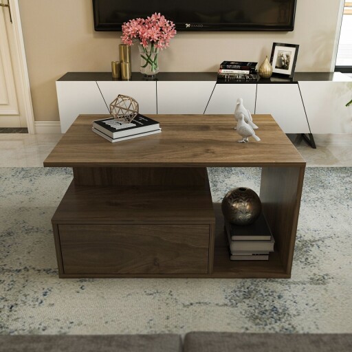 Masuta de cafea, Zena Home, Mana, 90x48 cm, PAL, Maro