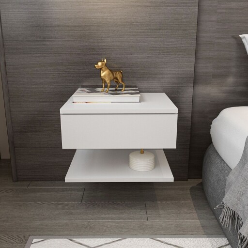 Noptiera, Zena Home, Vivid, 45x31 cm, PAL, Alb