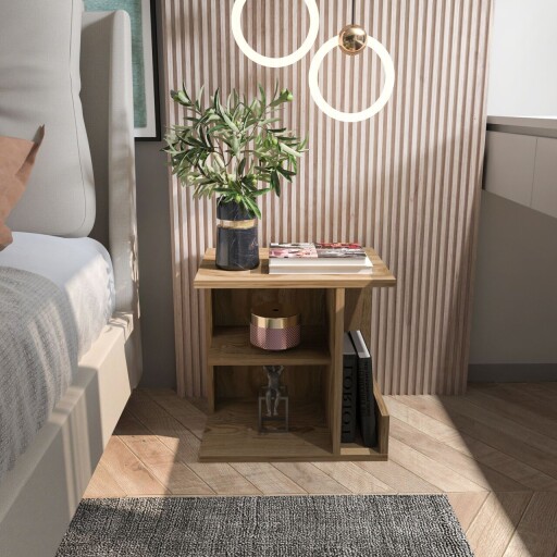 Noptiera, Zena Home, Karamira, 45x45x35 cm, PAL, Maro