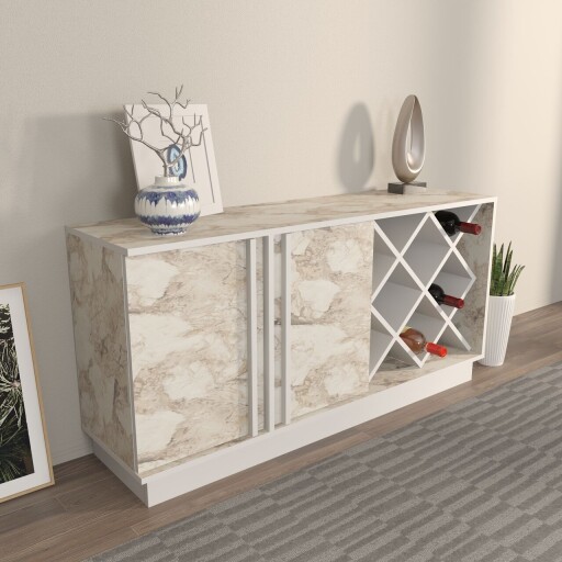 Bufet, Zena Home, Luna, 148x70x40 cm, PAL, Alb / Efes