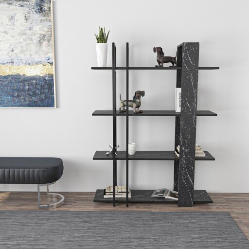 Corp biblioteca, Zena Home, Onno, 120x160x31 cm, PAL, Alb/Negru