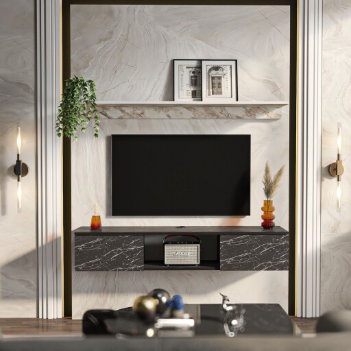 Comoda TV, Zena Home, Elia, 140x25 cm, PAL, Efes / Alb