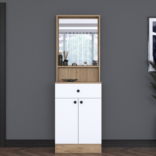 Cuier de perete, Rani, P6, 60x182 cm, PAL, Nuc/Alb