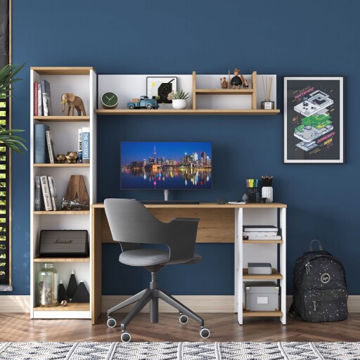 Birou, Rani, HA125, 160x161 cm, PAL, Nuc/Alb