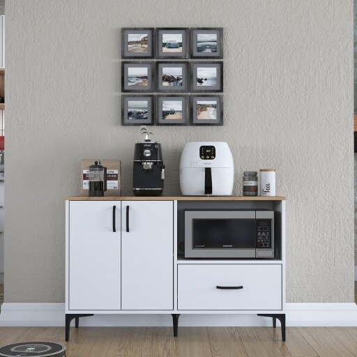 Dulap multifunctional, Rani, JE161, 120x78 cm, PAL, Alb/Maro