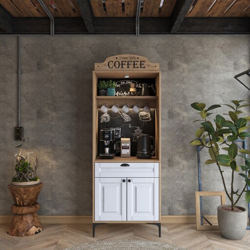 Dulap multifunctional, Rani, JE156, 70x170 cm, PAL, Nuc/Alb