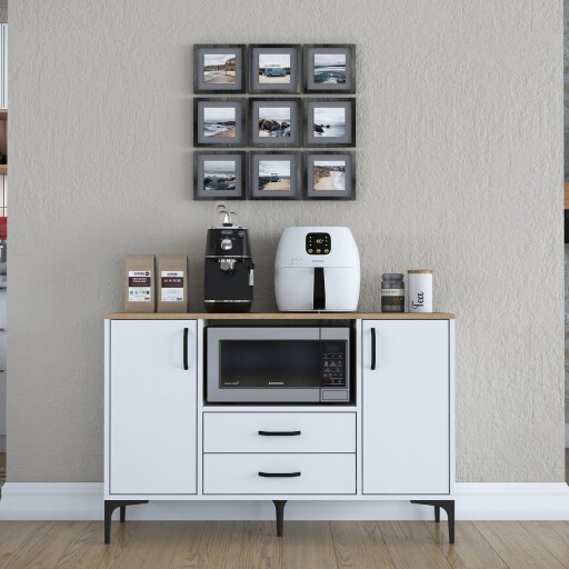 Dulap multifunctional, Rani, JE174, 120x78 cm, PAL, Nuc/Alb