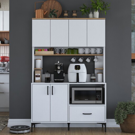 Dulap multifunctional, Rani, JE175, 120x184 cm, PAL, Nuc/Alb