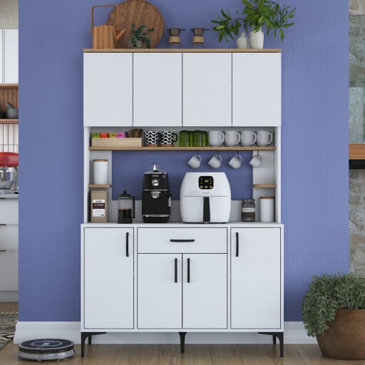 Dulap multifunctional, Rani, JE177, 120x184 cm, PAL, Nuc/Alb