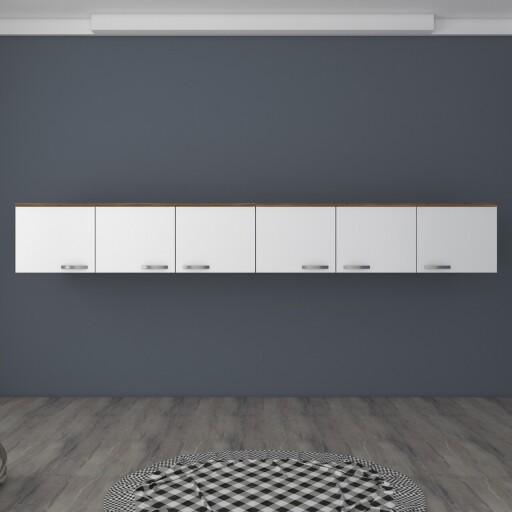 Dulap de perete, Rani, BA132, 243x45x48 cm, PAL, Nuc/Alb